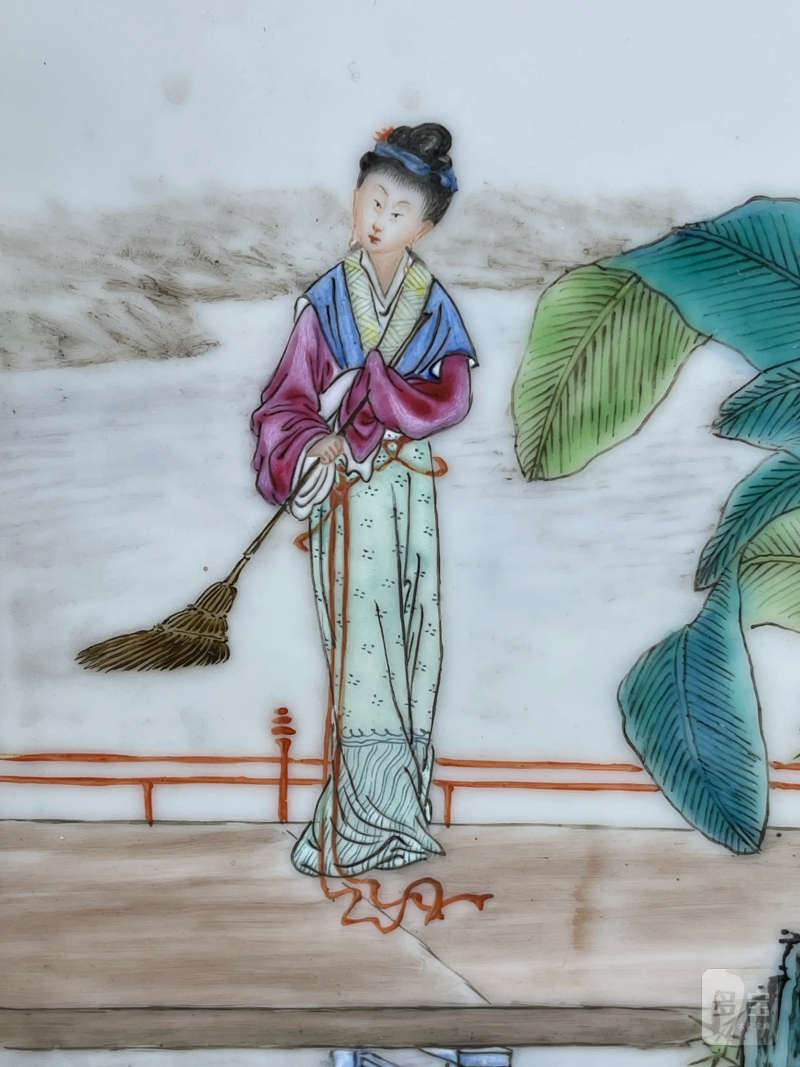 民国 熊晓峰画粉彩红楼梦纹瓷板一对 - 图5